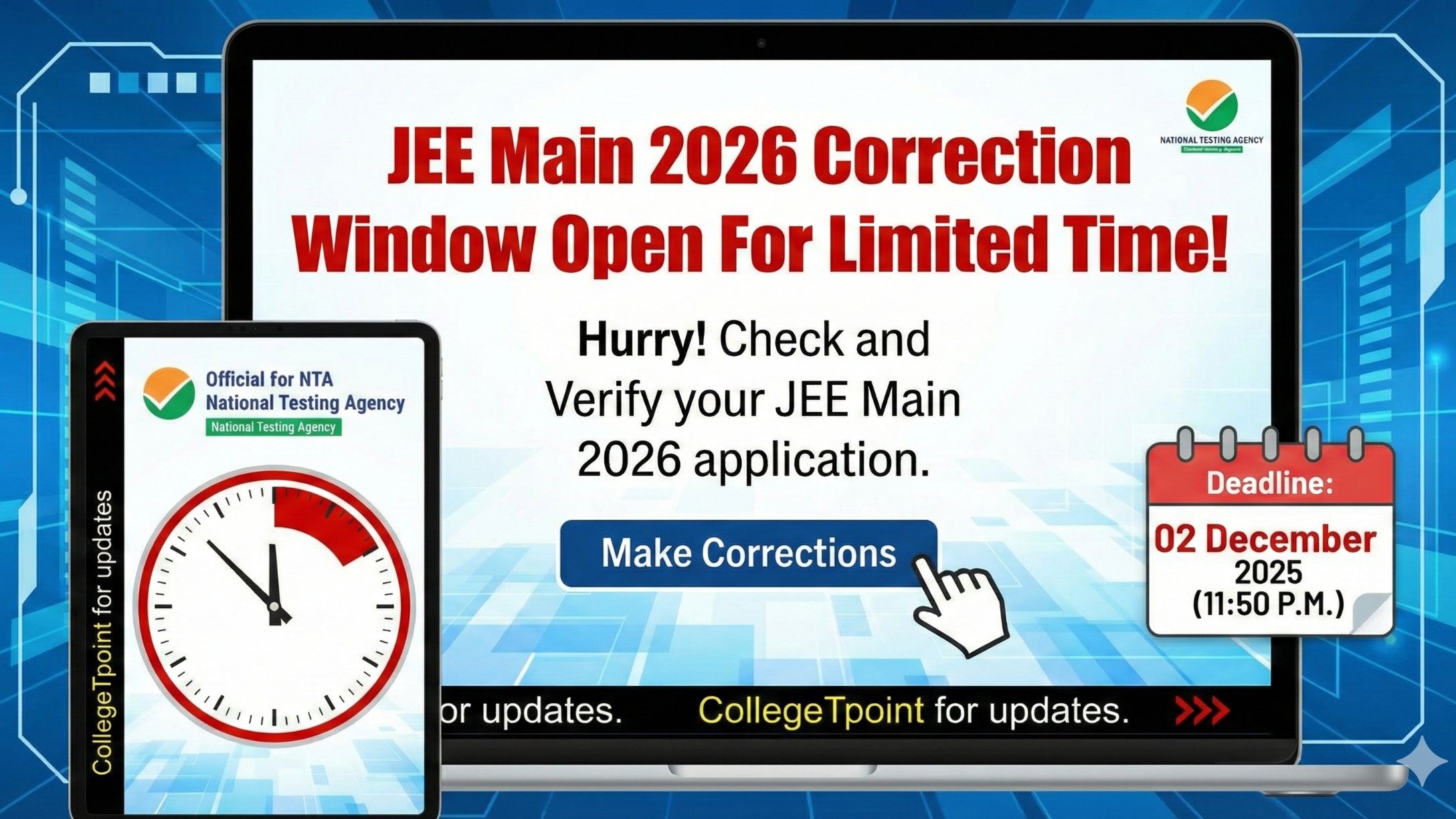 JEE Main 2026 (Session 1) Correction Window Open For Limited Time.