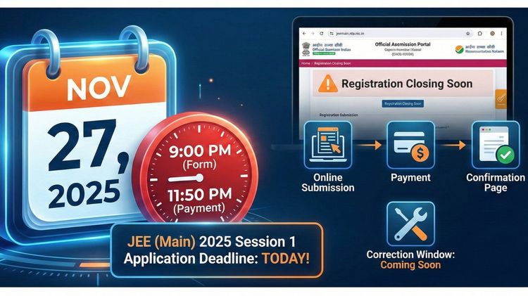 JEE Main 2026 Registration Last Date: Apply by Nov 27, 2025